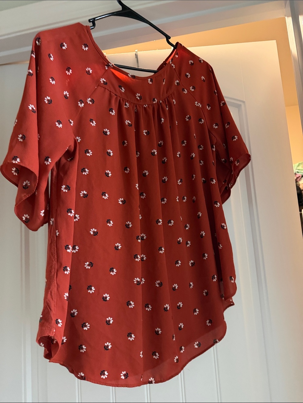 LOFT outlet Rust Floral Short-Sleeve Blouse